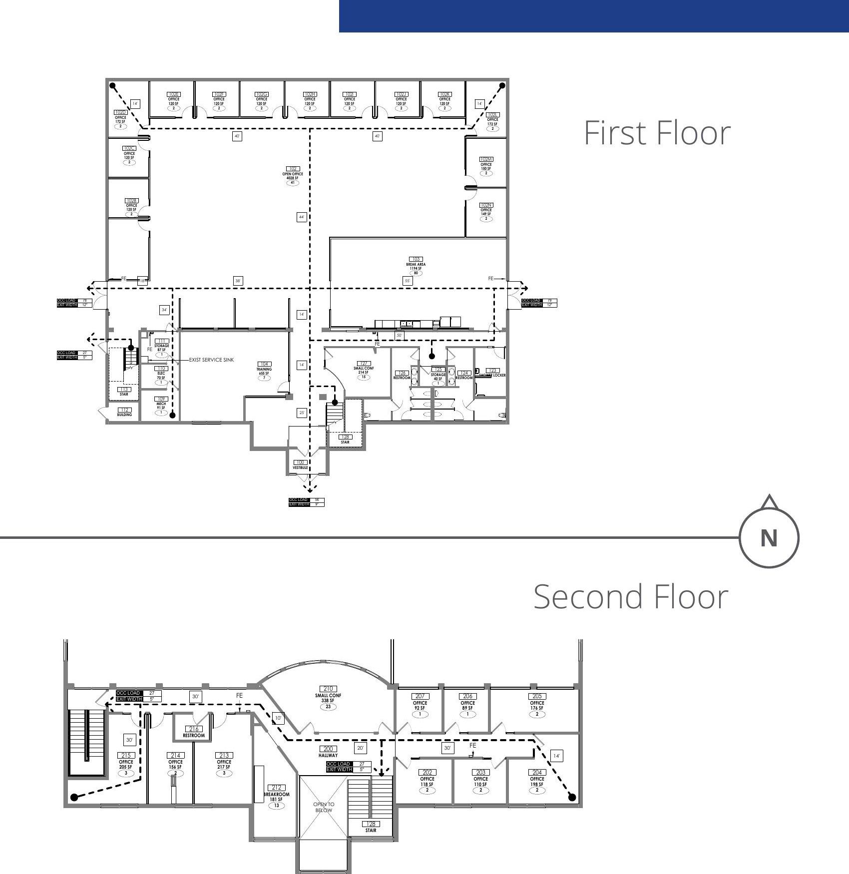 First and second floor plans